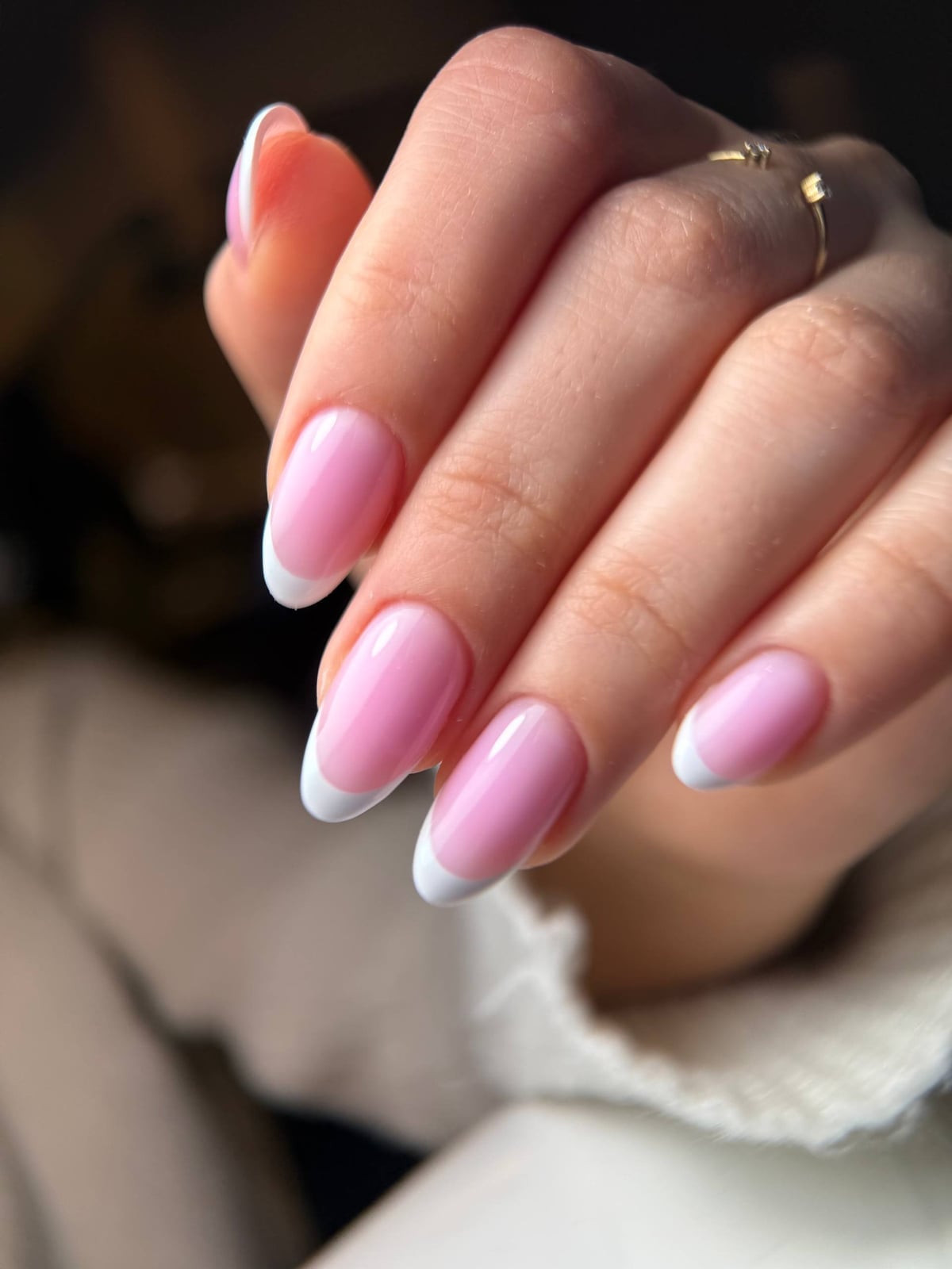 Sheer Pink White French Medium Oval Nails Sheer Pink White French Medium Oval Nails — Russian Manicure Designs