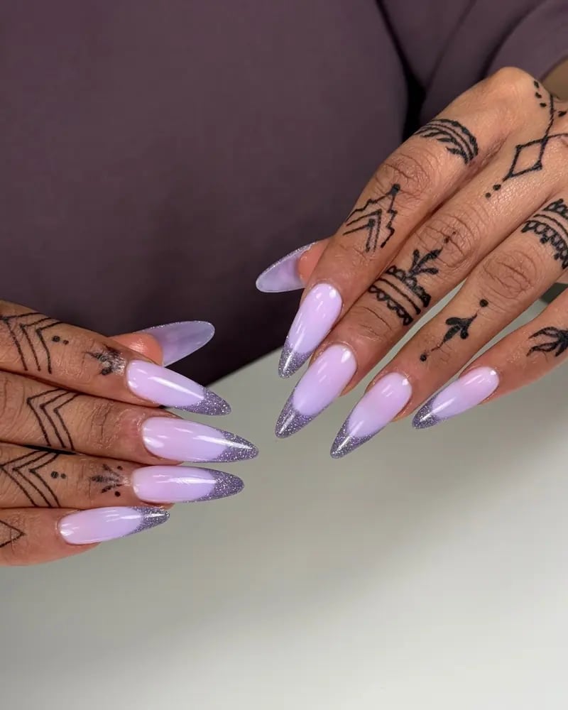 Pink Rose Gold Glitter Gradient Marbled Short Square Nails Pink Rose Gold Glitter Gradient Marbled Short Square Nails — Russian Manicure Designs