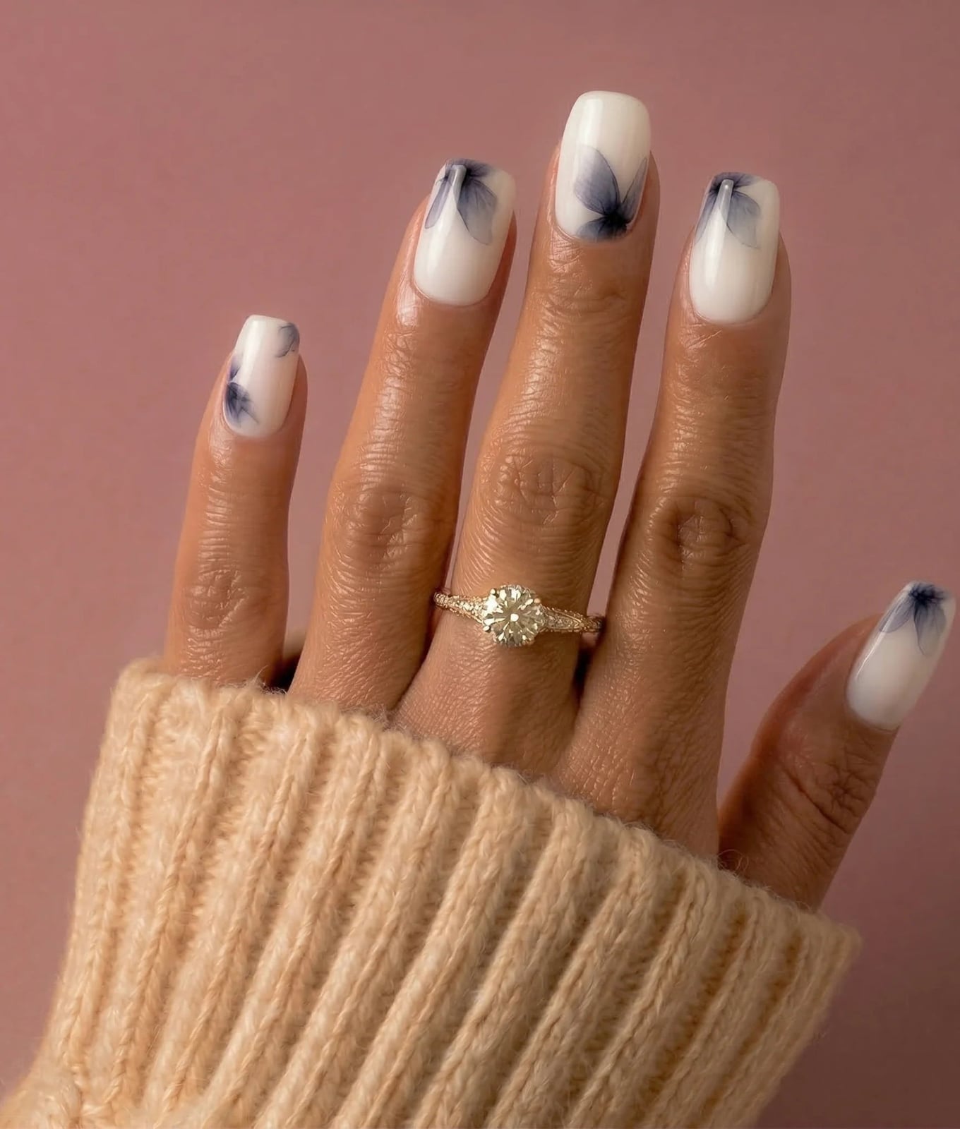 Watercolor Floral Motif Short Square Nails Watercolor Floral Motif Short Square Nails — Short Nails Color Designs