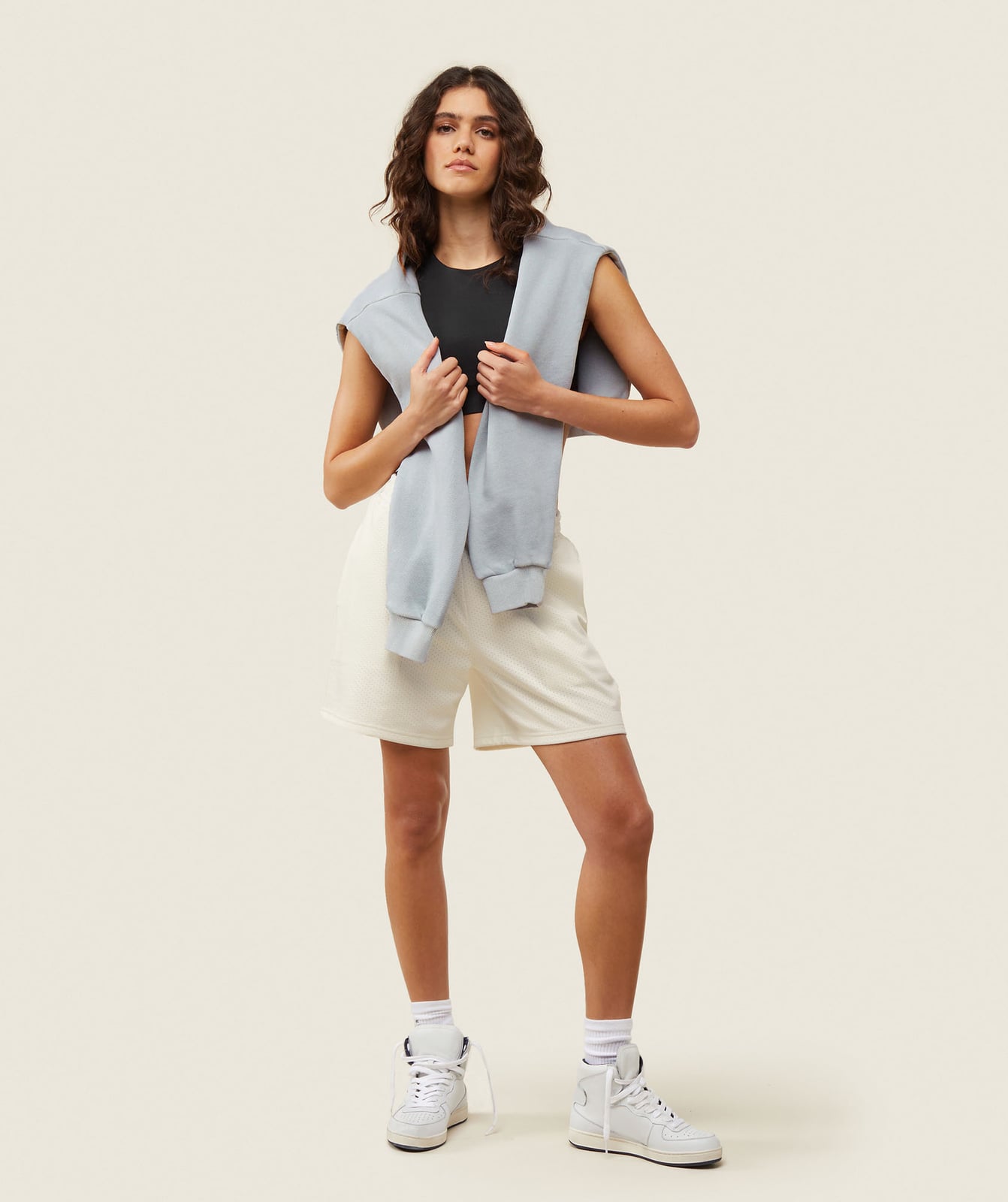 Athletic Shorts with Draped Sweatshirt — Simple Basketball Game Outfits