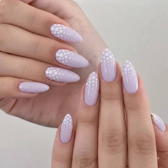 Pale Lavender Gradient Dot Almond Nails Pale Lavender Gradient Dot Almond Nails — Simple Birthday Nails Almond