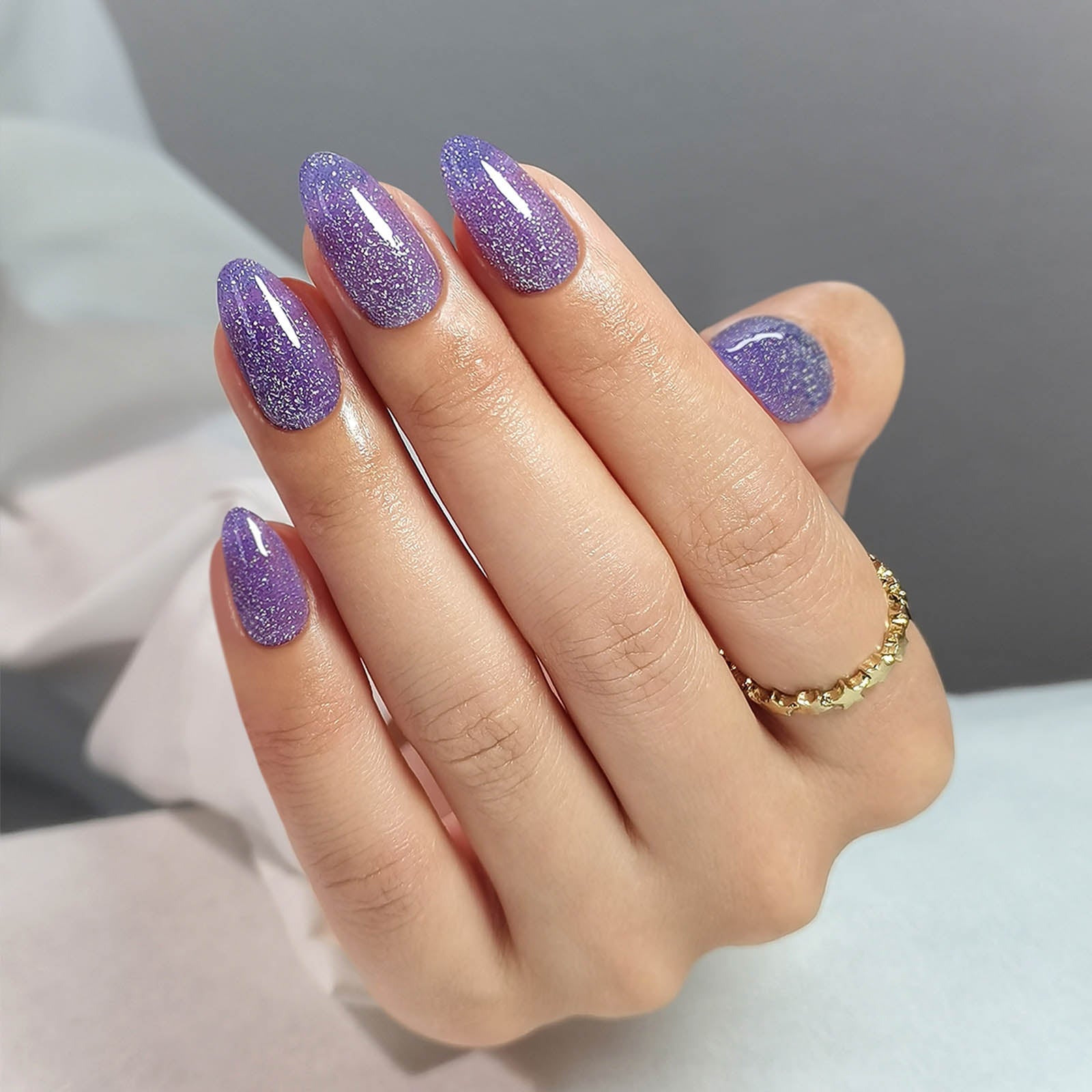 Sheer Lavender Glitter Shimmer Almond Nails Sheer Lavender Glitter Shimmer Almond Nails — Simple Birthday Nails Almond