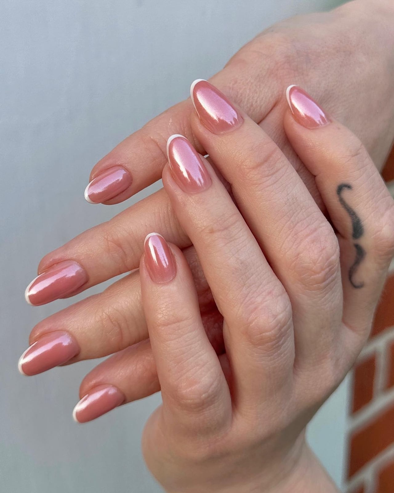 Pink Chrome French Tip Short Almond Nails Pink Chrome French Tip Short Almond Nails — Simple Birthday Nails Almond