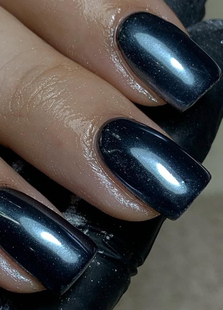 Deep Black Chrome Stiletto Nails — Simple Black Chrome Nails
