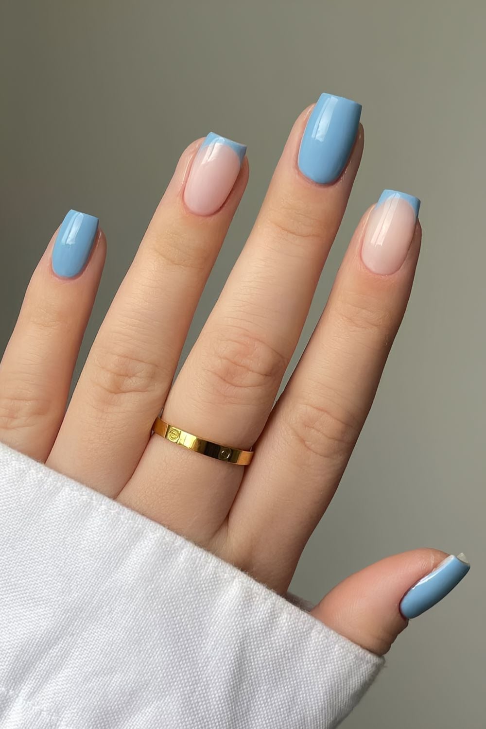 Light Blue French Tips Pale Pink Square Light Blue French Tips Pale Pink Square — Simple Blue French Tip Nails
