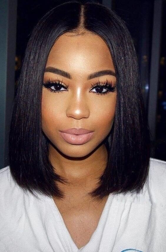 Fine Dark Brown Bob Face Framing Fine Dark Brown Bob Face Framing — Simple Blunt Bob