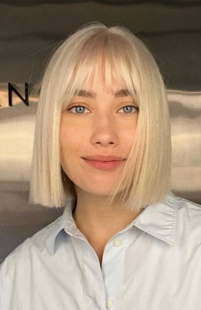 Platinum Bob With Full Fringe Platinum Bob With Full Fringe — Simple Blunt Bob