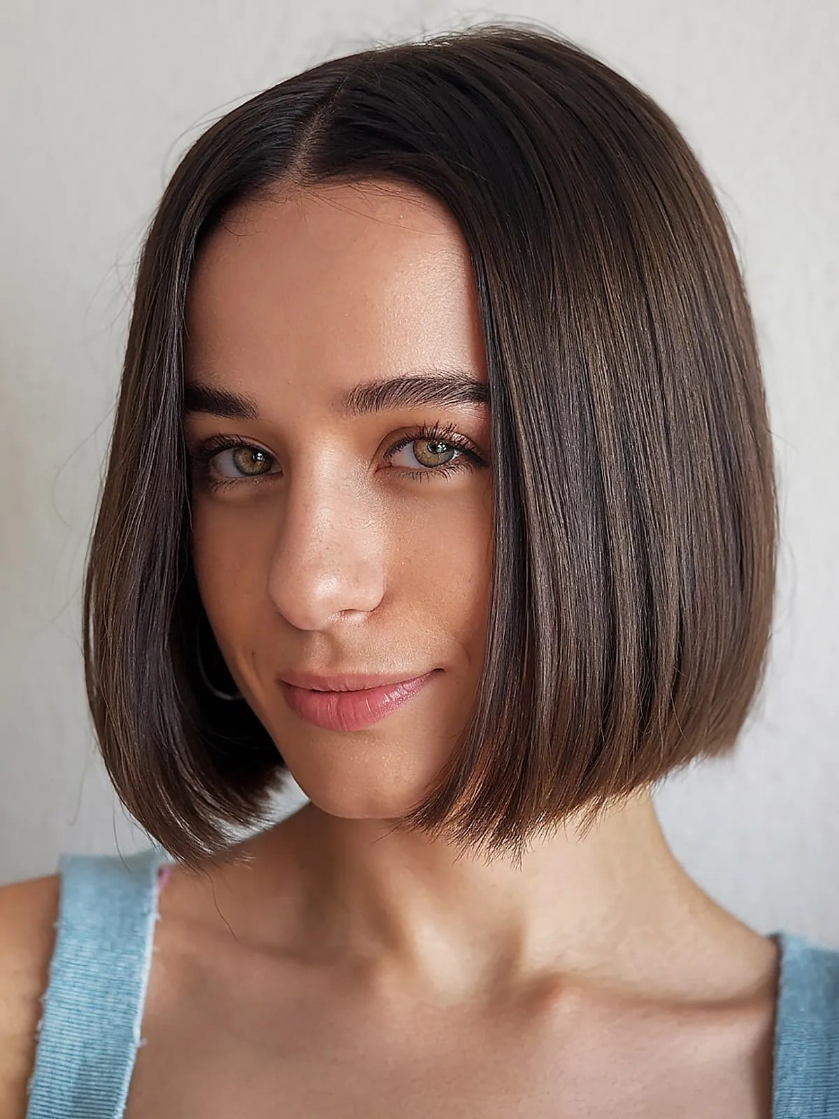 Dark Brown Bob Smooth Texture Dark Brown Bob Smooth Texture — Simple Blunt Bob