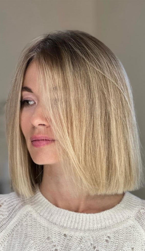 Dark Blonde Bob With Subtle Highlights Dark Blonde Bob With Subtle Highlights — Simple Blunt Bob