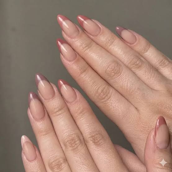 Short Soft Square Nude Base Dark Brown French Tip — Simple Brown French Tip Nails