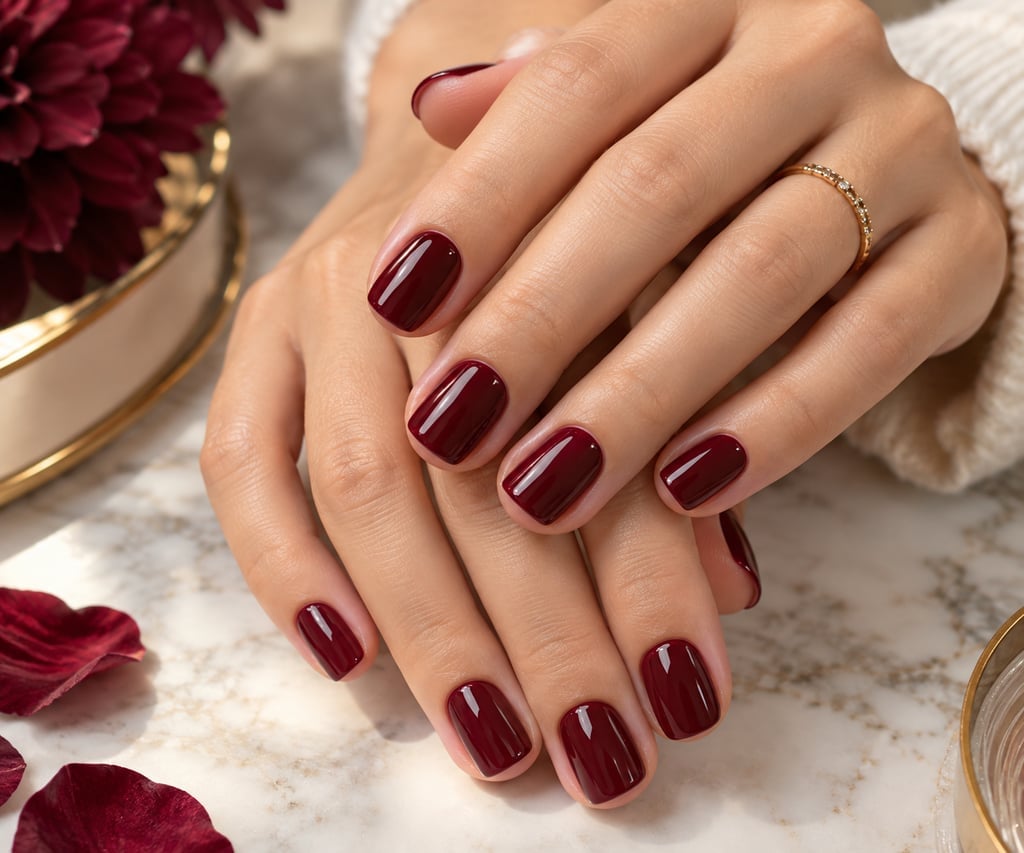 Deep Burgundy Glossy Short Square Nails Deep Burgundy Glossy Short Square Nails — Simple Burgundy Nails Design