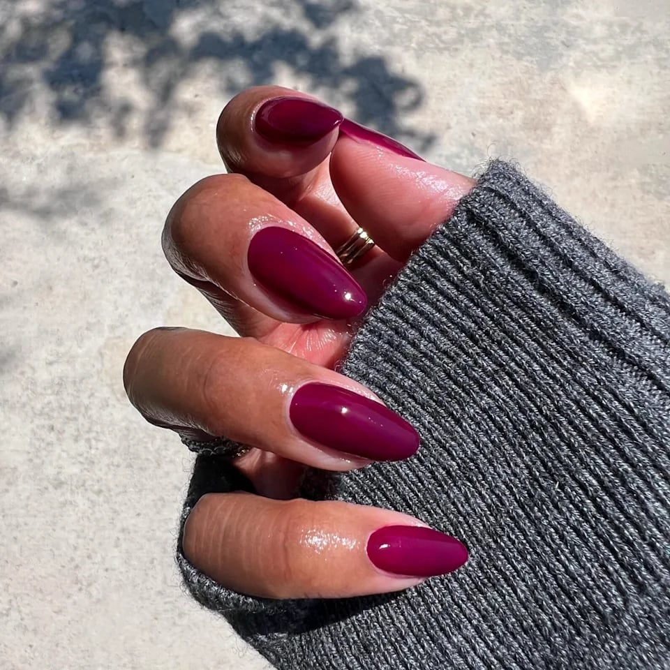 Berry Burgundy Glossy Long Almond Nails Berry Burgundy Glossy Long Almond Nails — Simple Burgundy Nails Design