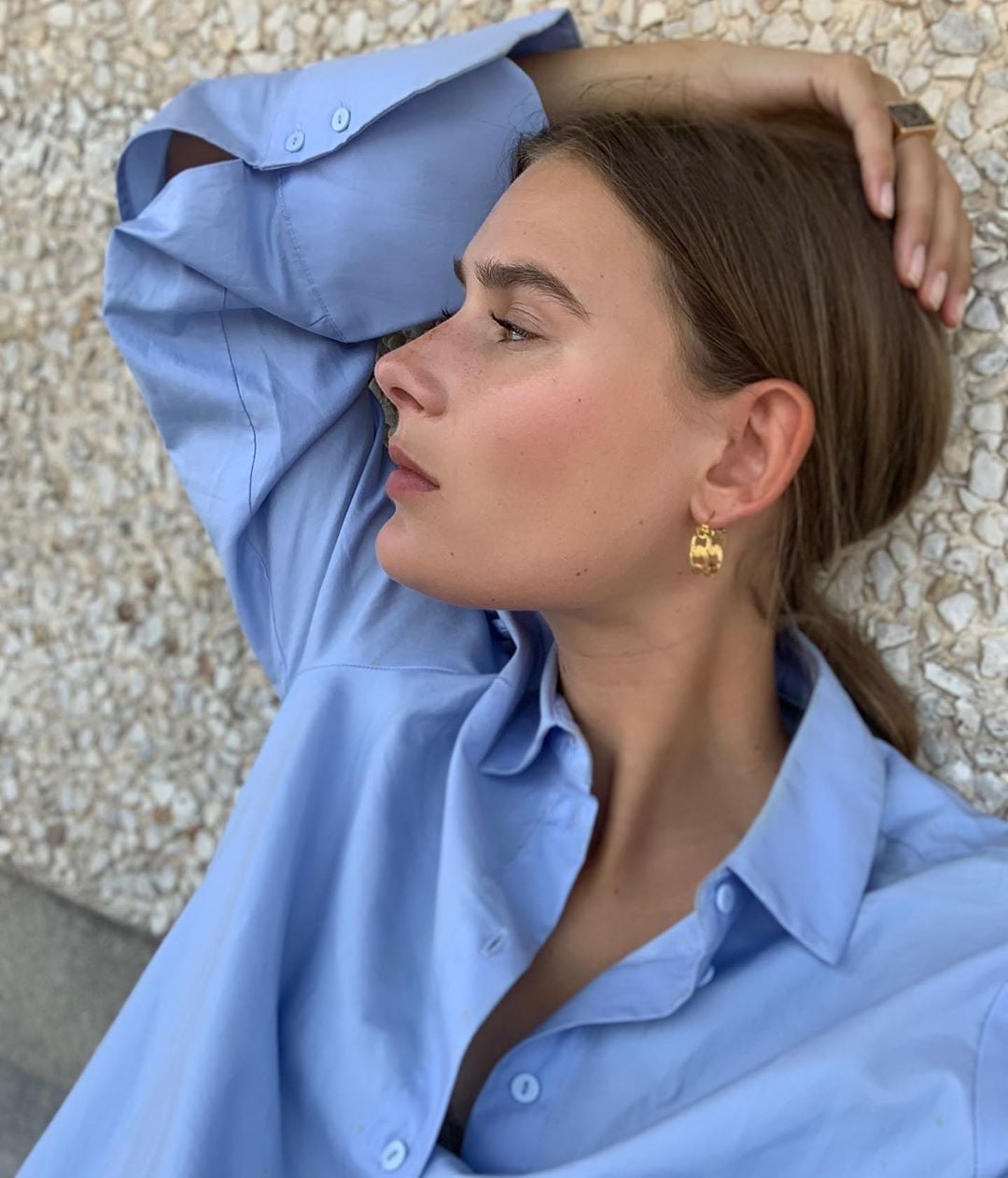 Oversized Light Blue Button-Down Shirt Detail, Office-Safe Version — Simple Button Down Outfits