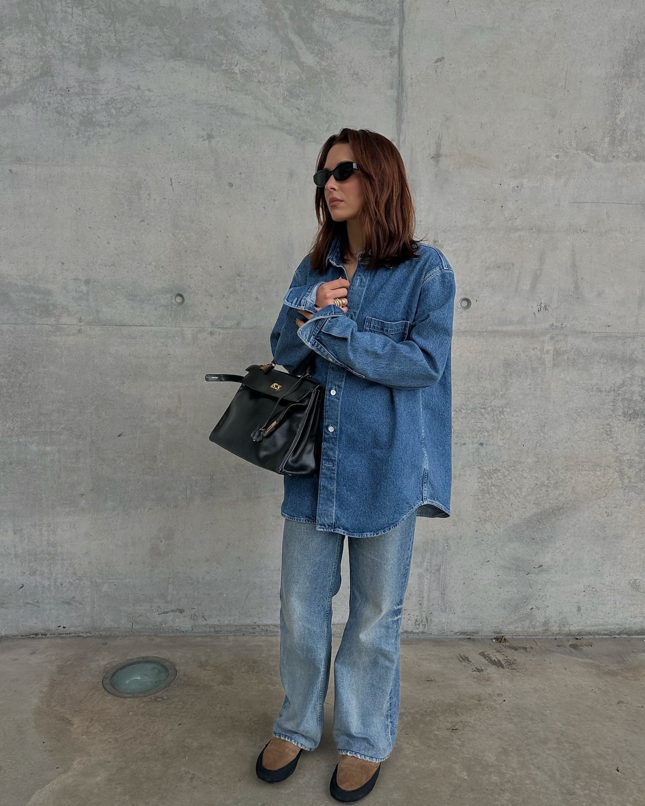 Denim Shirt Layered Over a Blue Top with Jeans — Simple Button Down Outfits