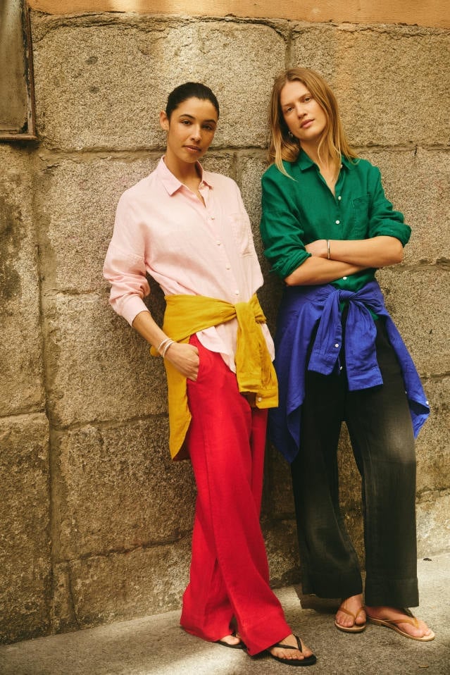 Linen Button-Down with Bold Trousers — Simple Button Down Outfits