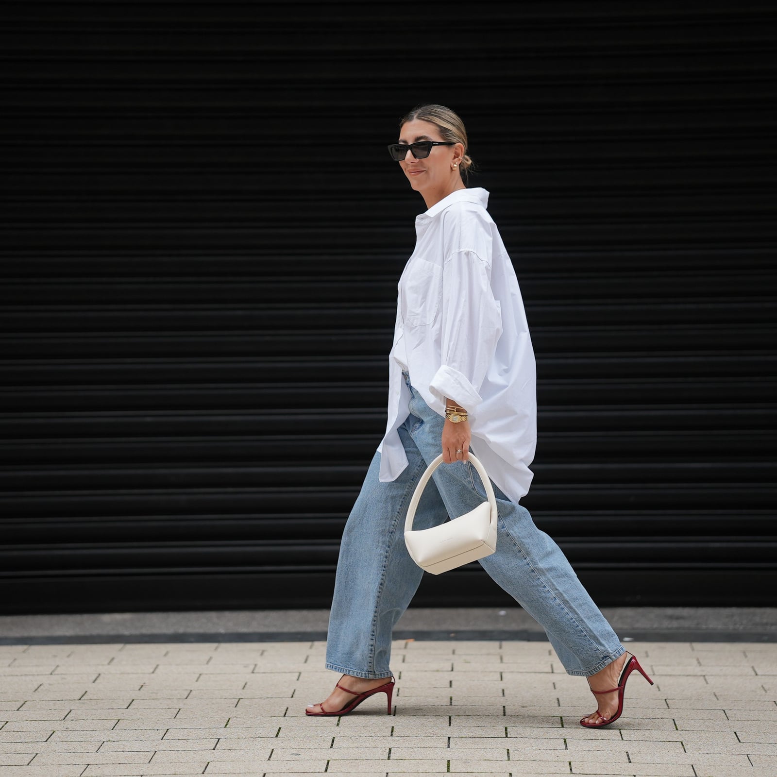 White Oversized Shirt with Light Blue Jeans — Simple Button Down Outfits