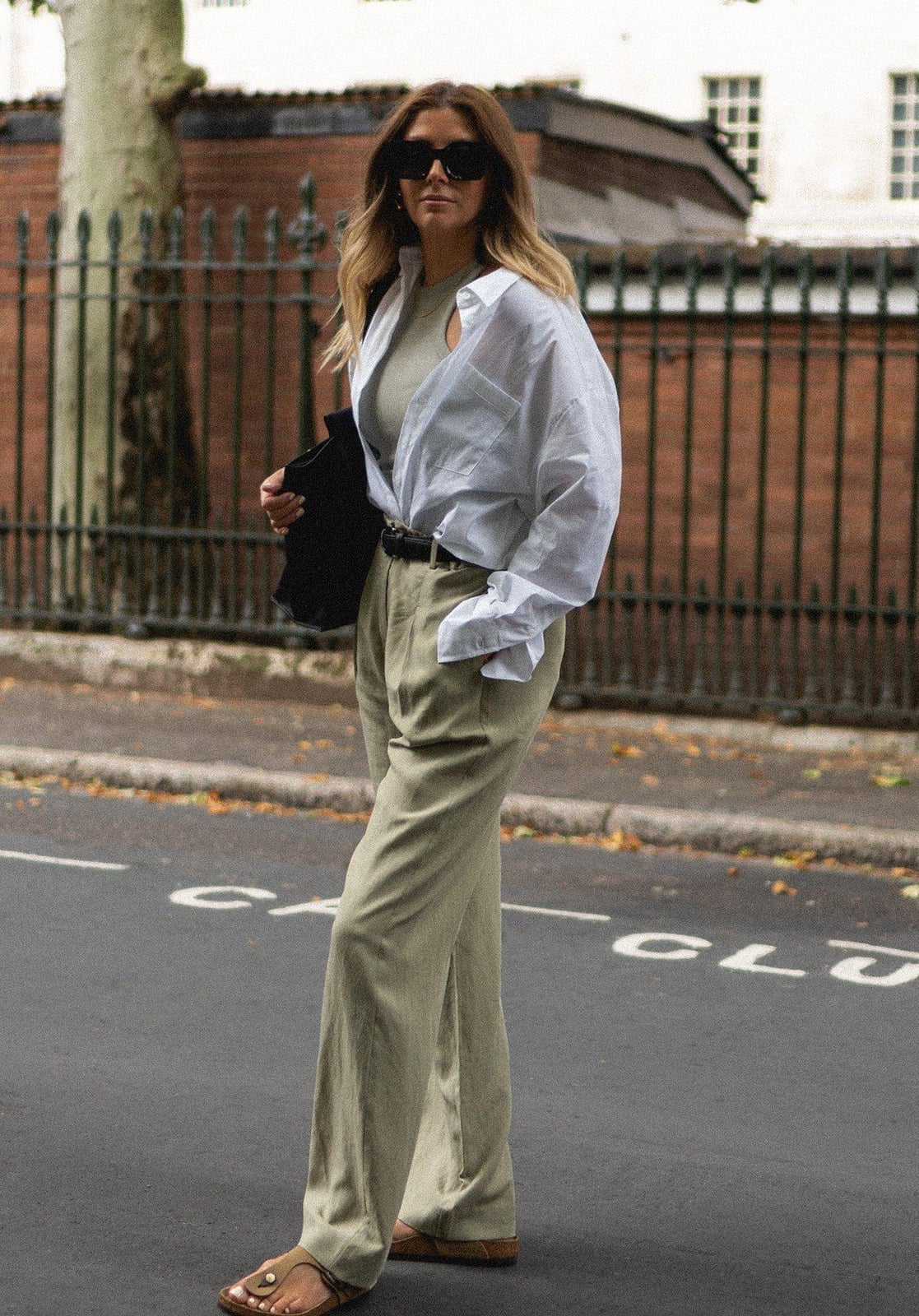 White Button-Down Over a Tank with Khaki Trousers — Simple Button Down Outfits