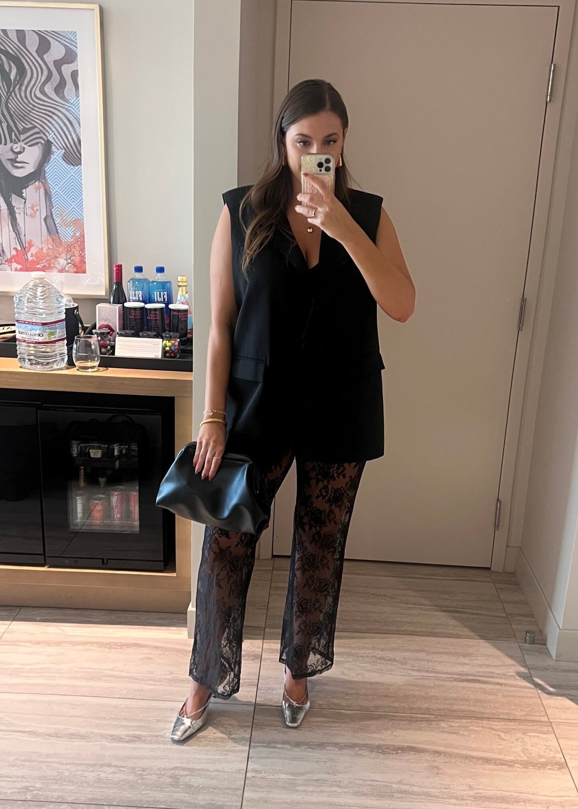 Black Vest with Lace Trousers Black Vest with Lace Trousers — Simple Casino Outfits