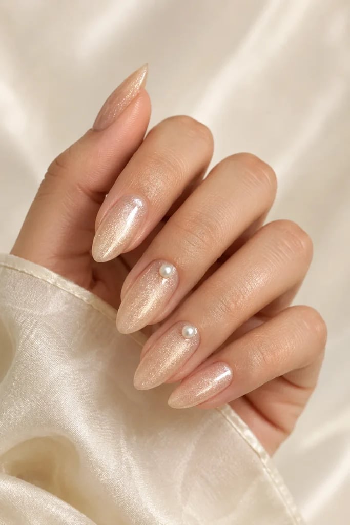 Short Oval Sheer Nude Pink Glossy Short Oval Sheer Nude Pink Glossy — Simple Champagne Nails