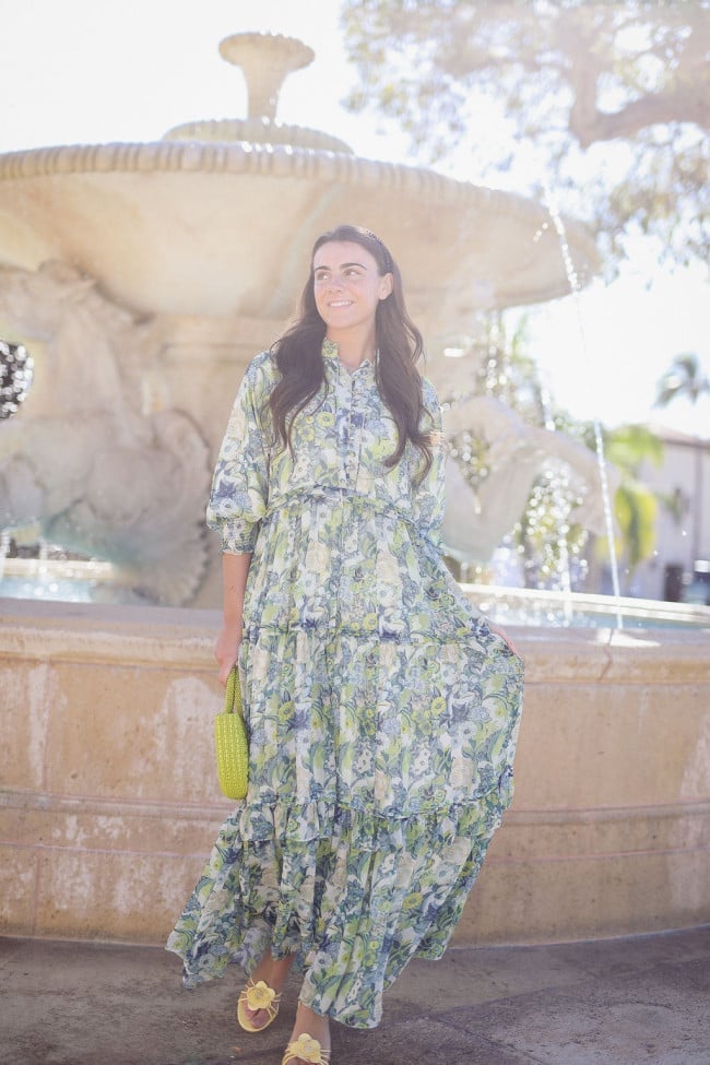 Green and Blue Floral Tiered Maxi Dress Green and Blue Floral Tiered Maxi Dress — Simple Church Dresses