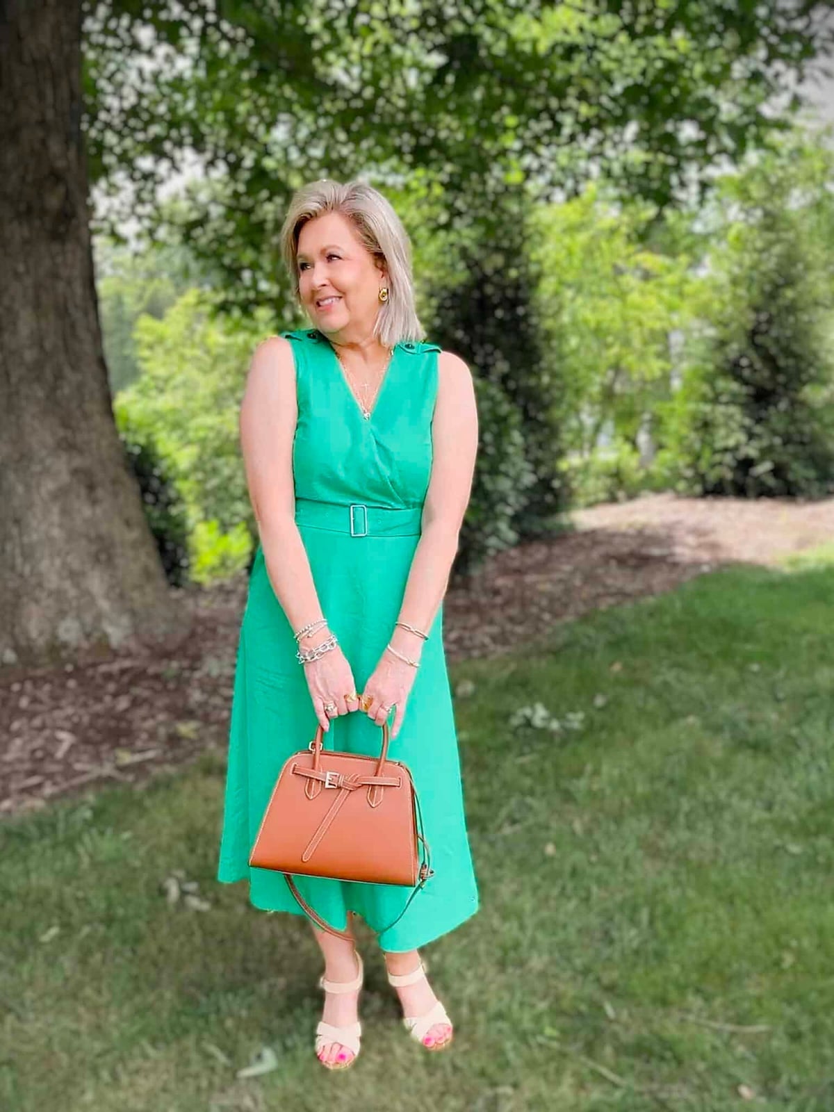 Bright Green Sleeveless Wrap Dress Bright Green Sleeveless Wrap Dress — Simple Church Dresses