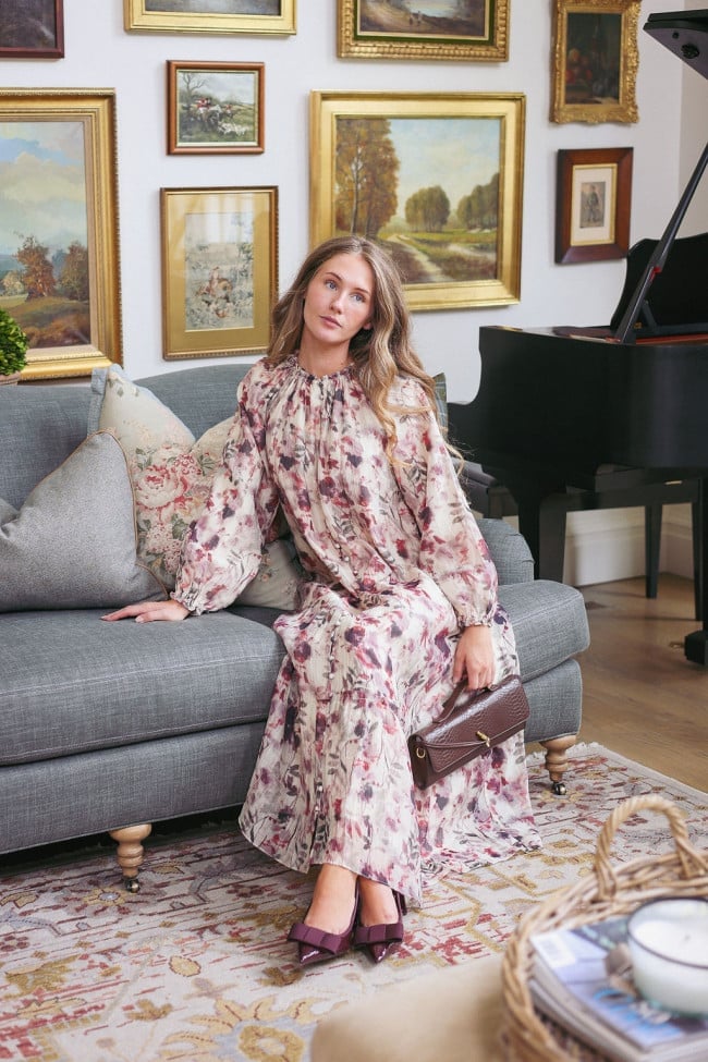 Cream Floral Print Flowing Maxi Dress Cream Floral Print Flowing Maxi Dress — Simple Church Dresses