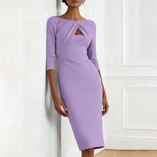 Lavender Sheath Dress with Keyhole Neckline Lavender Sheath Dress with Keyhole Neckline — Simple Church Dresses
