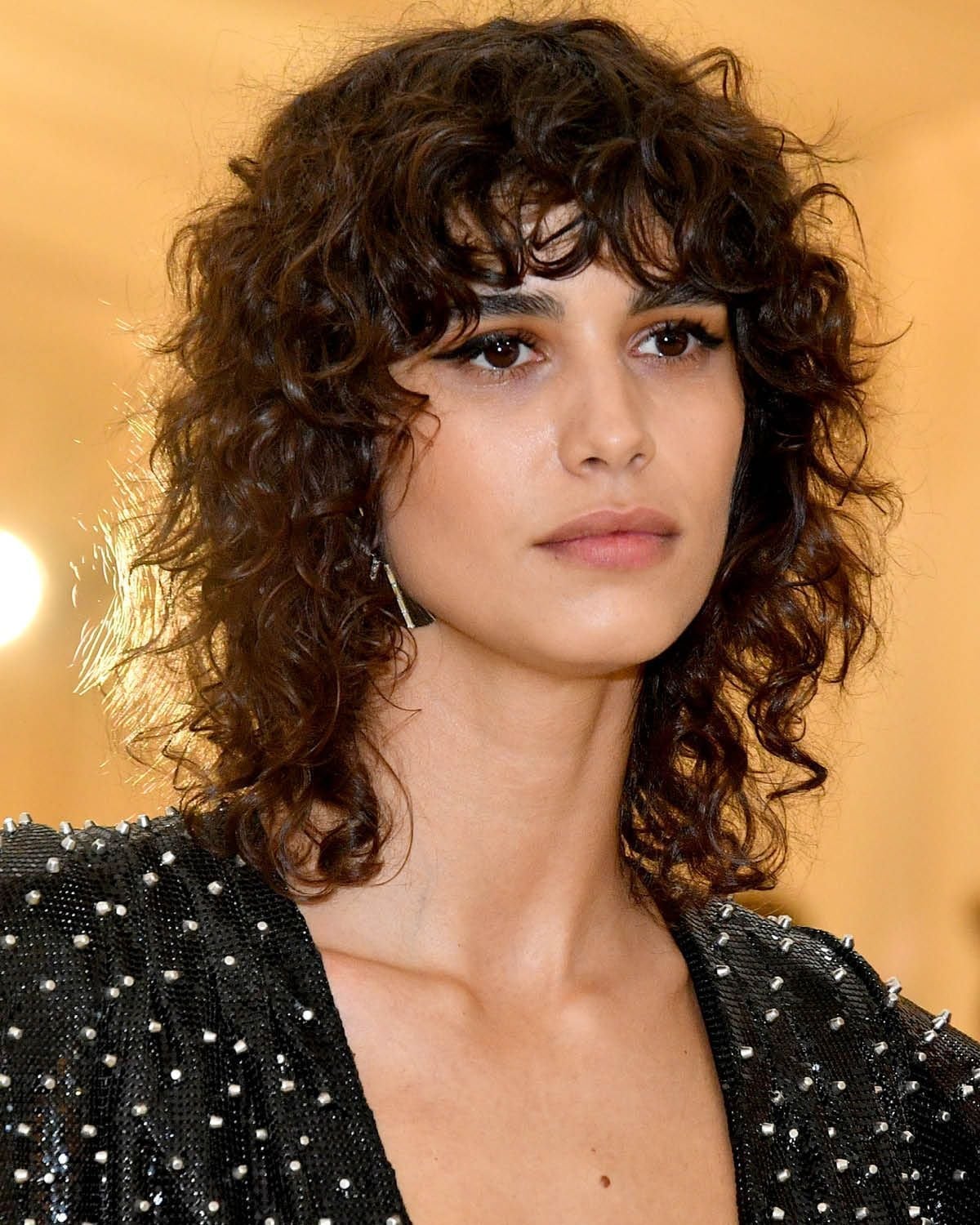 Shoulder Length Shag With Choppy Curly Bangs — Simple Curly Bangs