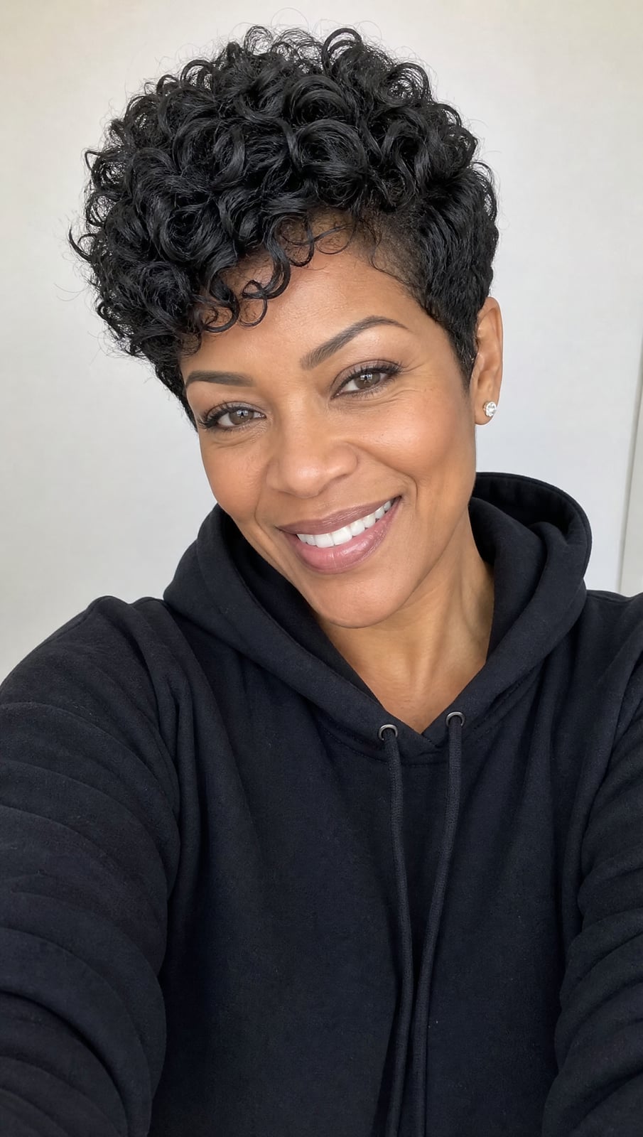 Short Black Pixie With Textured Bangs Short Black Pixie With Textured Bangs — Simple Curly Hair Cuts