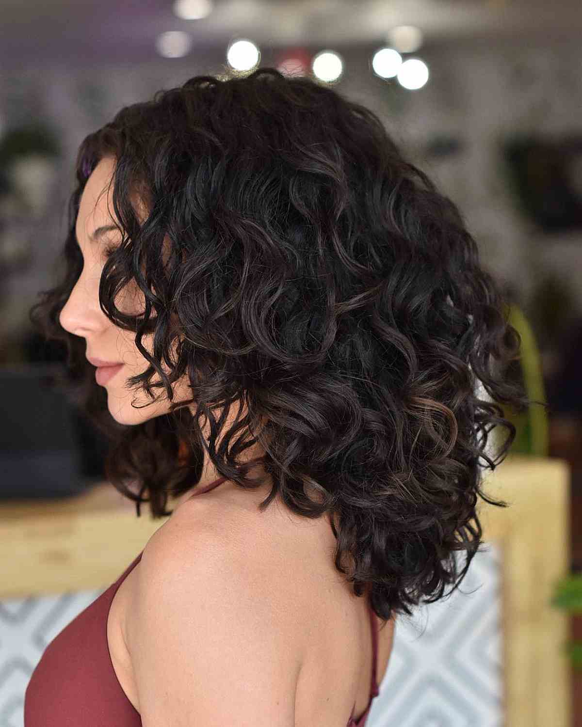 Collarbone Layered Lob With Side Part Collarbone Layered Lob With Side Part — Simple Curly Hair Cuts