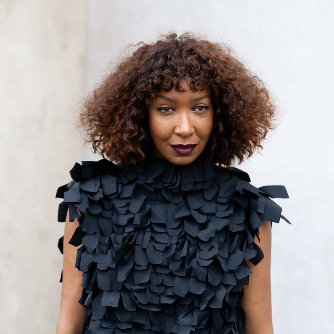 Mid-Back Layers With Full Curly Fringe Mid-Back Layers With Full Curly Fringe — Simple Curly Hair Cuts