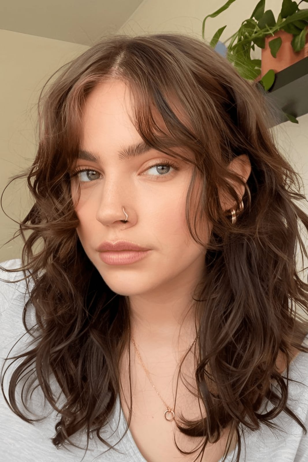 Shoulder Shag With Face-Framing Pieces Shoulder Shag With Face-Framing Pieces — Simple Curly Shag