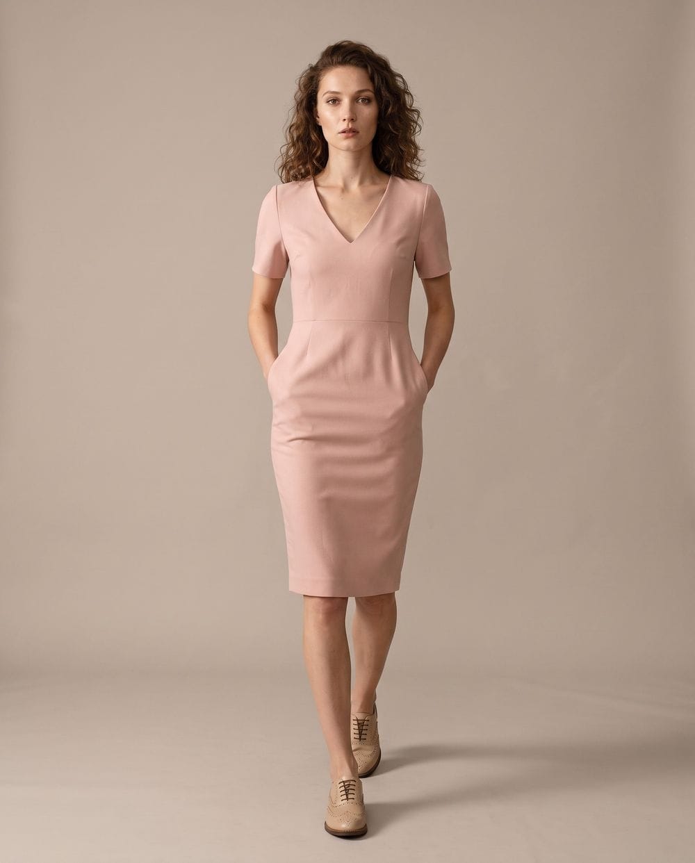Dusty Pink Suede-Like Sheath Dress With Pockets Dusty Pink Suede-Like Sheath Dress With Pockets — Simple Dresses to Wear