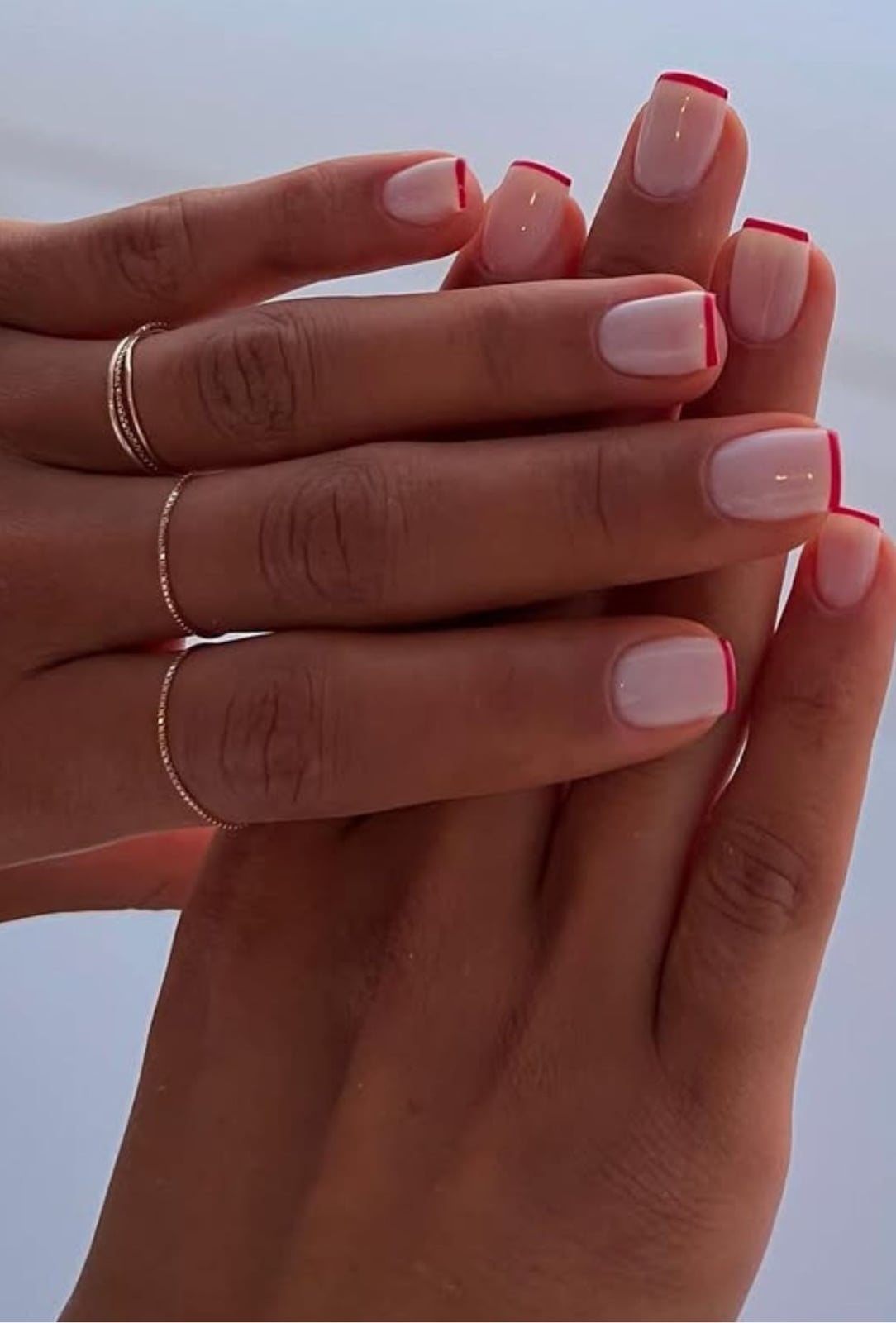 Red French Tip Short Almond Nails Red French Tip Short Almond Nails — Simple Formal Nails