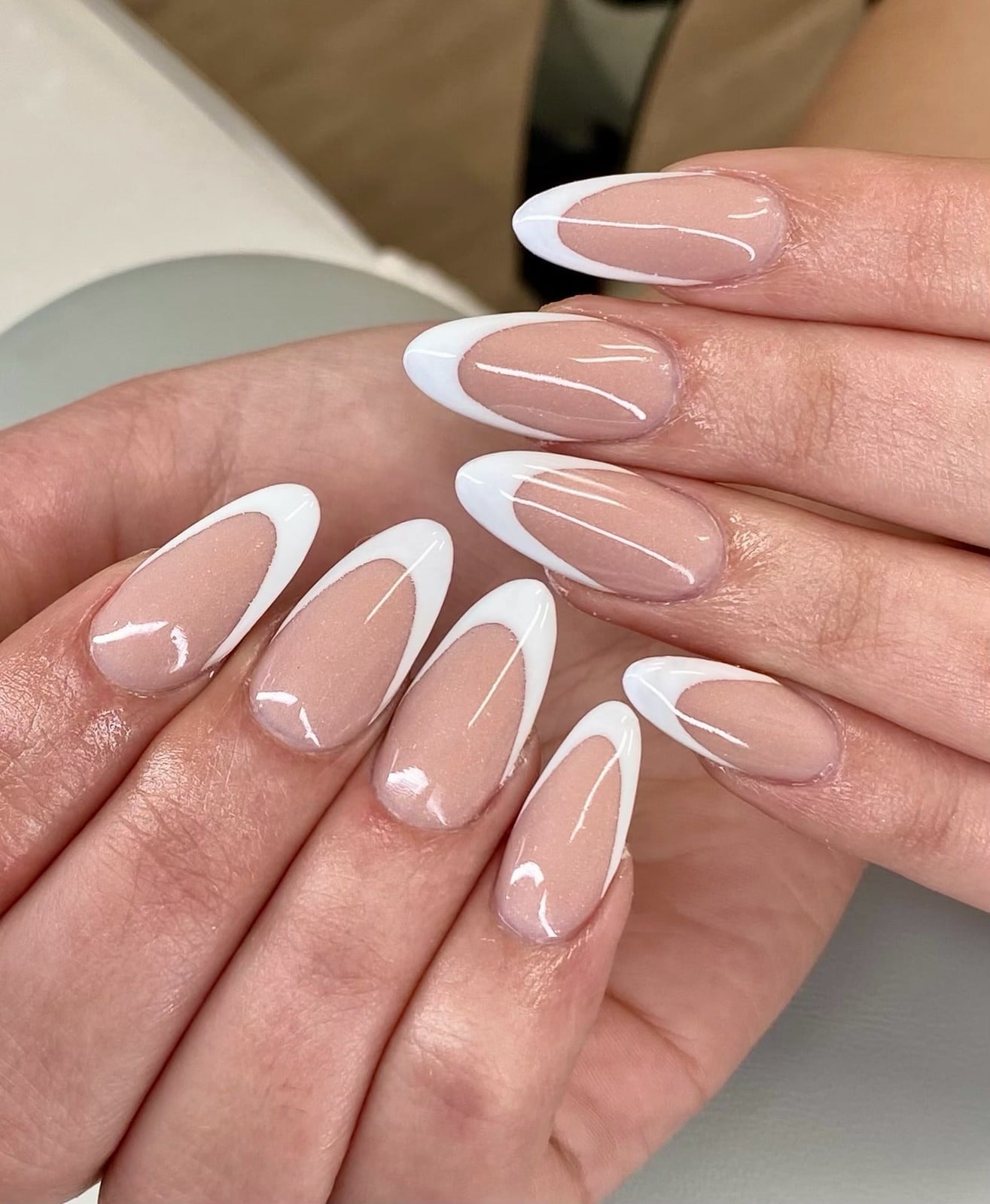 Crisp White French Medium Almond Nails Crisp White French Medium Almond Nails — Simple Formal Nails
