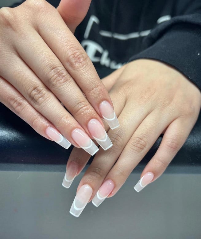 Double French Long Square Coffin Nails Double French Long Square Coffin Nails — Simple Formal Nails