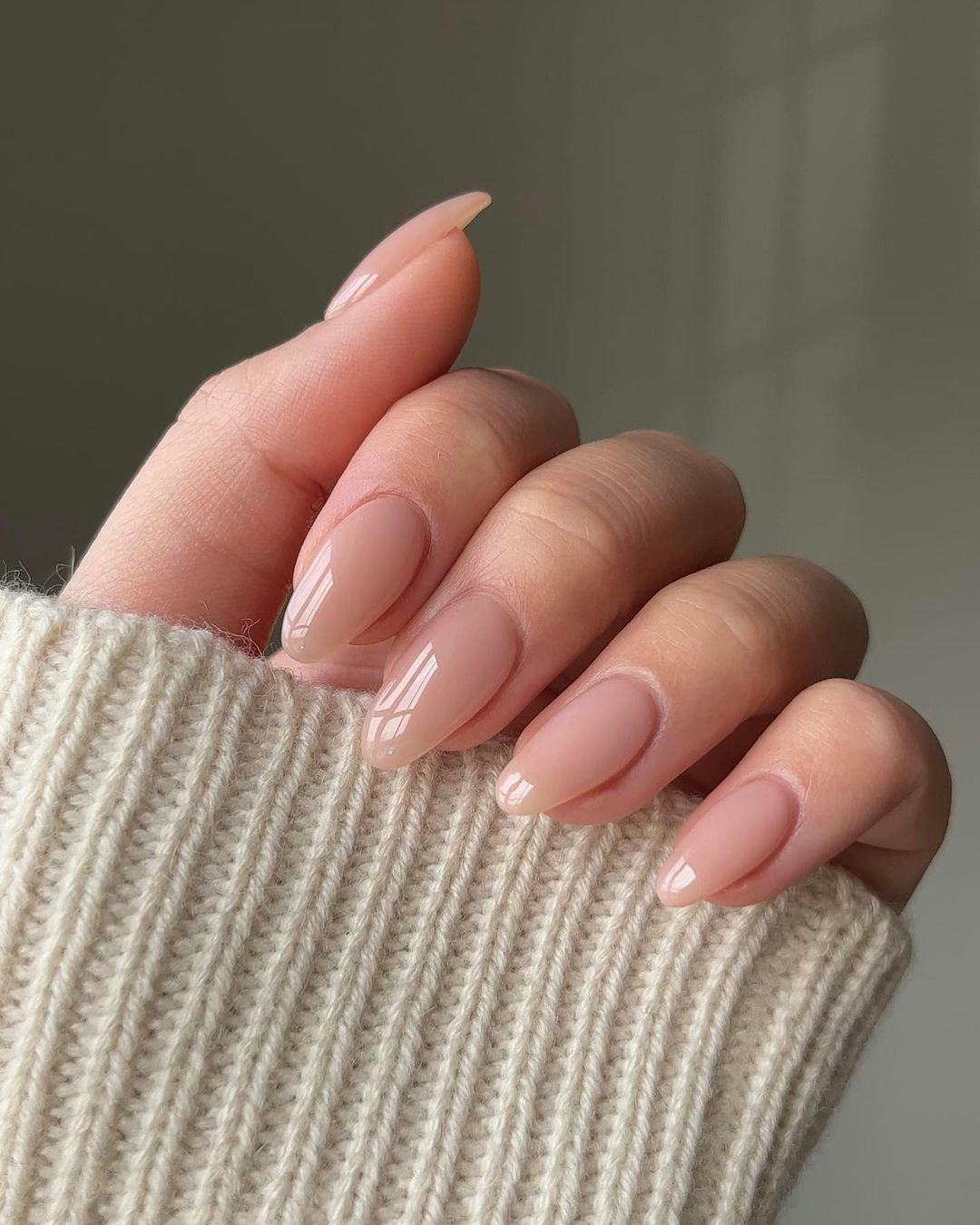 Sheer Milky Nude Medium Oval Nails Sheer Milky Nude Medium Oval Nails — Simple Gel Nails Colors