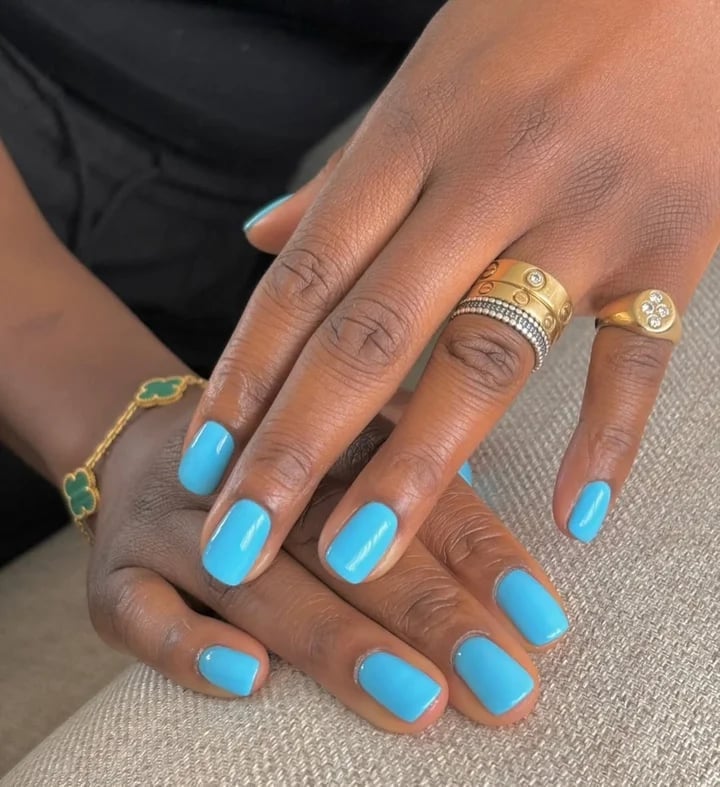 Bright Blue Medium Squoval Nails Bright Blue Medium Squoval Nails — Simple Gel Nails Colors
