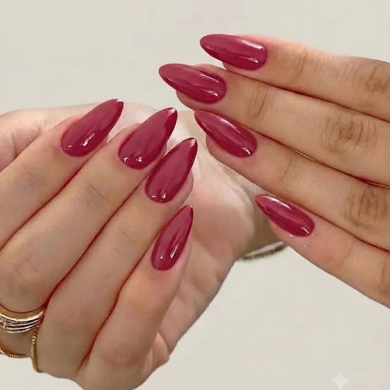 Deep Glossy Berry Red Stiletto Nails Deep Glossy Berry Red Stiletto Nails — Simple Gel Nails Colors