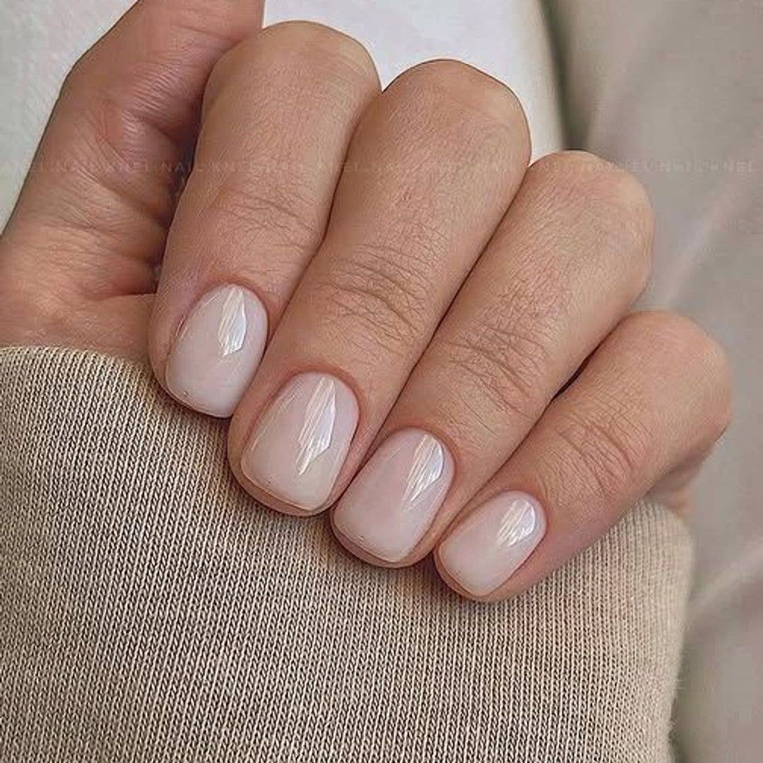 Milky Pale Pink Peach Satin Nails Milky Pale Pink Peach Satin Nails — Simple Gel Nails Colors