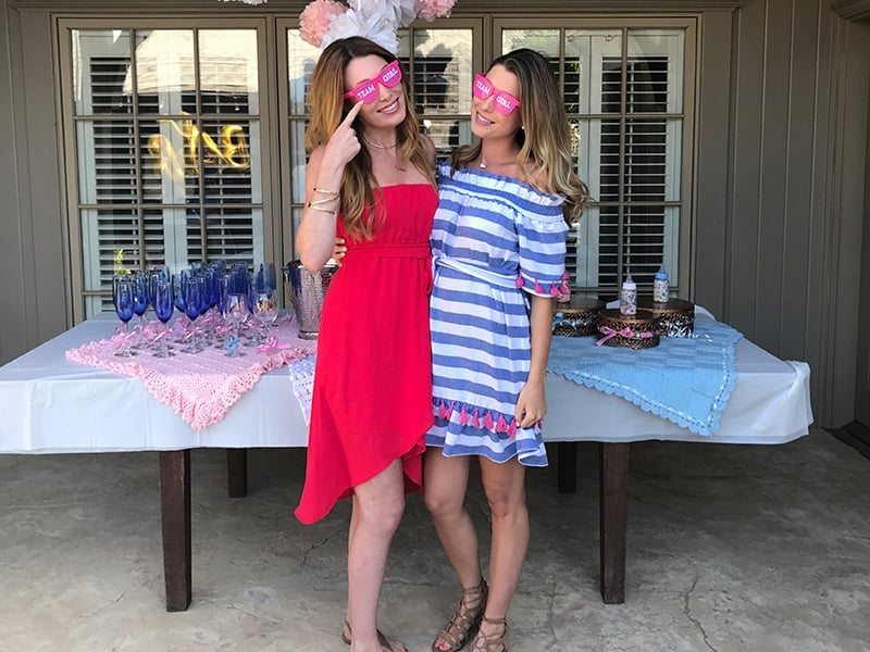 Blue and White Striped Off-the-Shoulder Midi Dress Blue and White Striped Off-the-Shoulder Midi Dress — Simple Gender Reveal Outfits