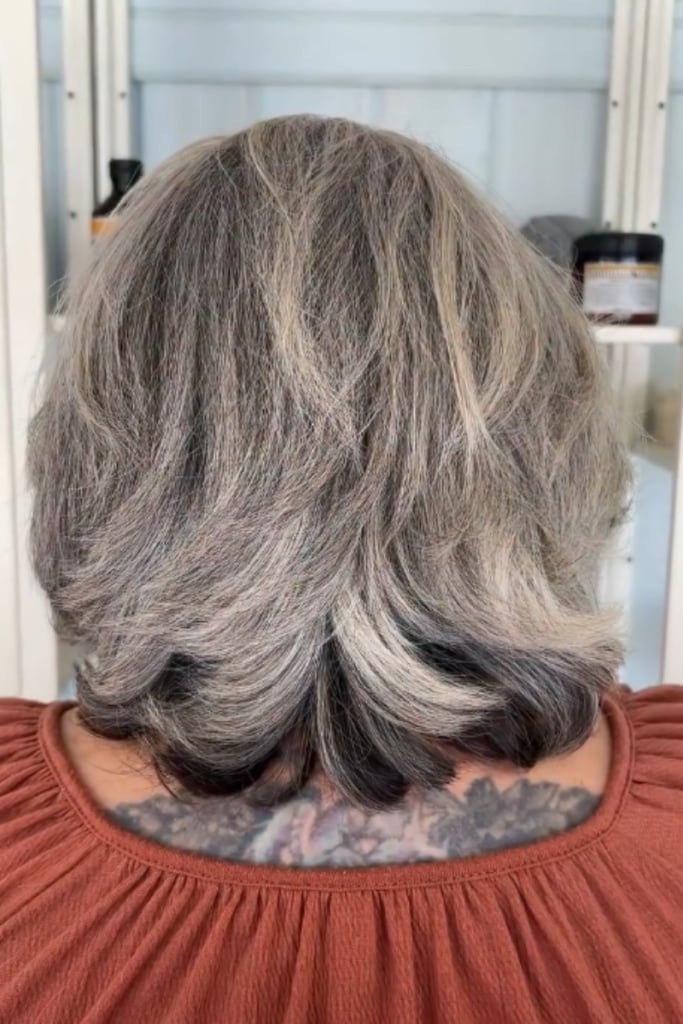 Collarbone Shag With Ash Blonde Gray Blend — Simple Gray Blending