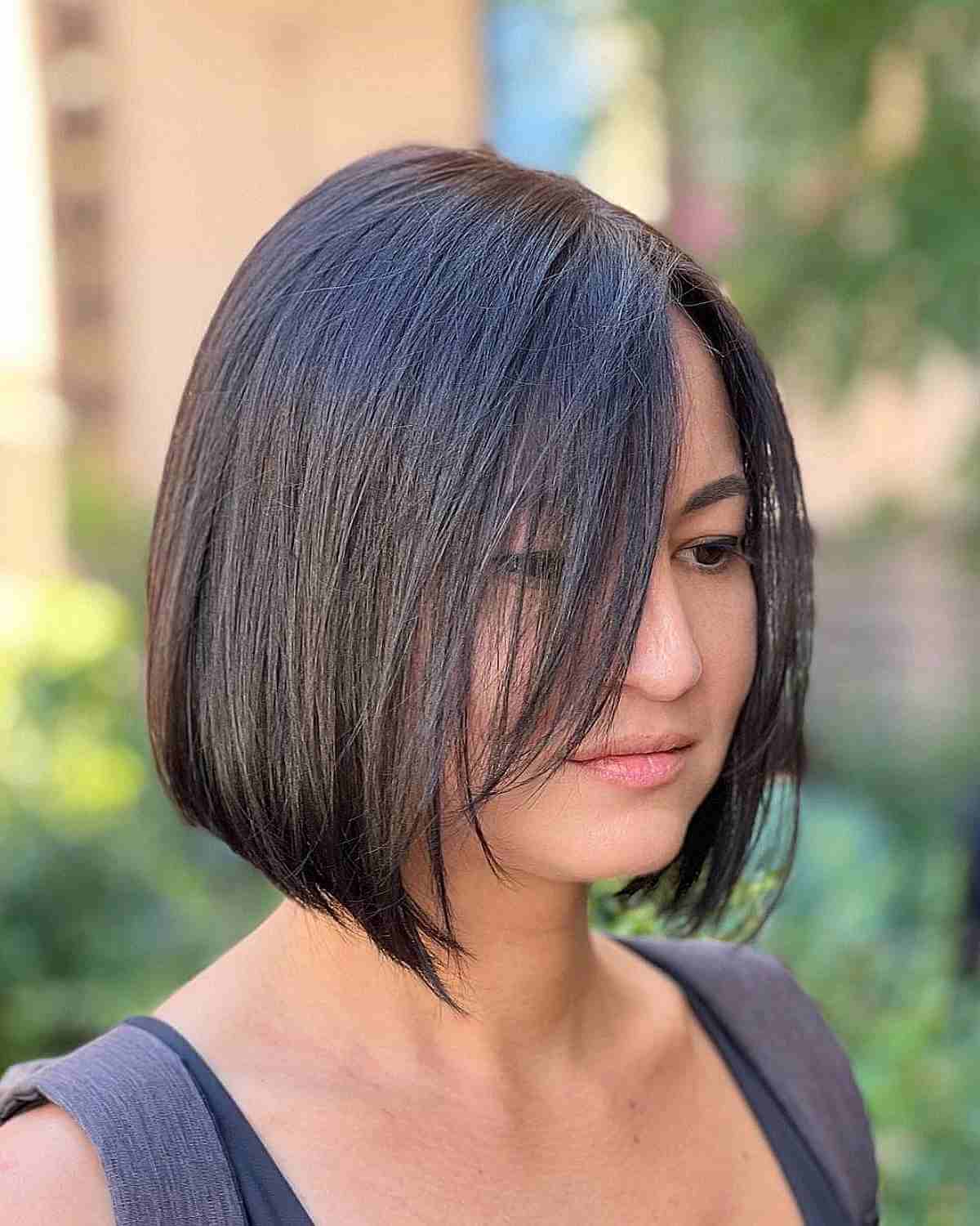 Dark Brown Bob With Gray Highlights — Simple Haircuts for Thinning Hair