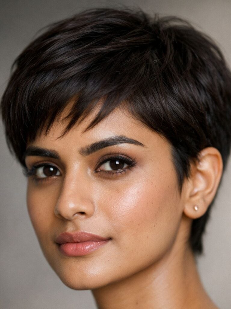 Dark Brown Pixie With Swept Volume — Simple Haircuts for Thinning Hair