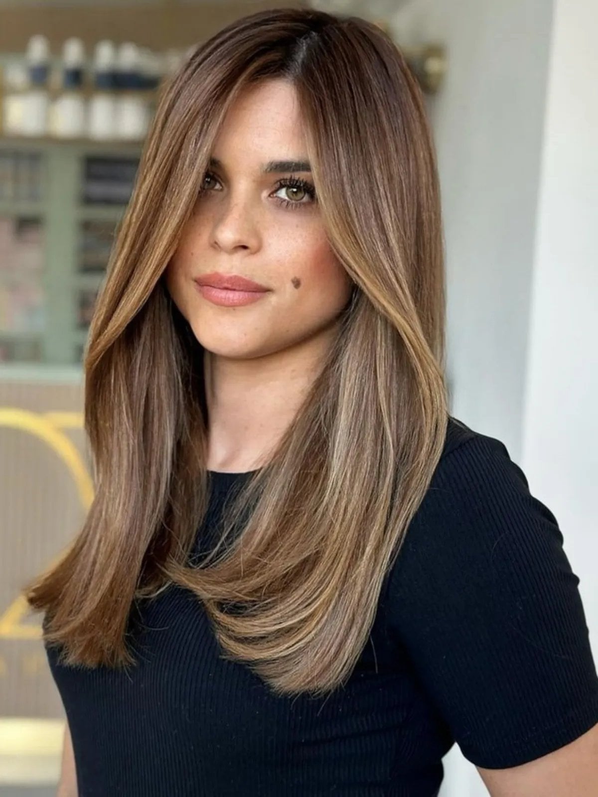 Light Brown Collarbone Layers With Subtle Highlights Light Brown Collarbone Layers With Subtle Highlights — Simple Highlights