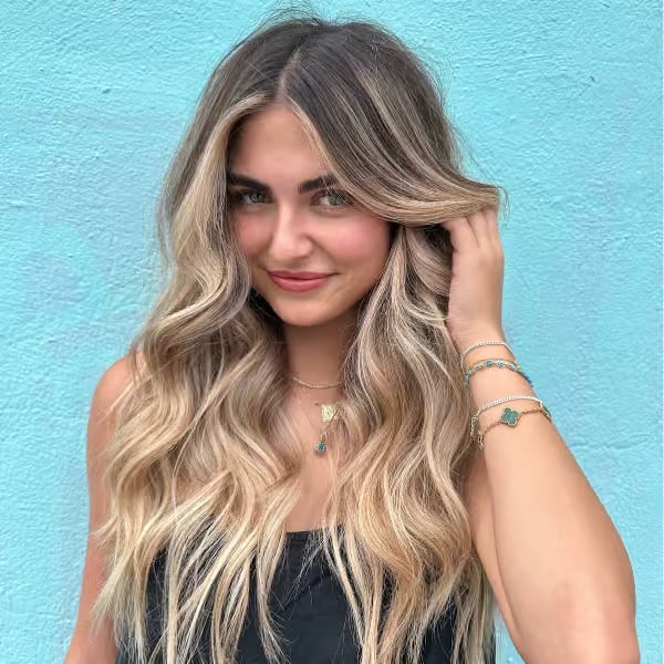 Long Layered Dark Blonde With Ash Blonde Highlights Long Layered Dark Blonde With Ash Blonde Highlights — Simple Highlights