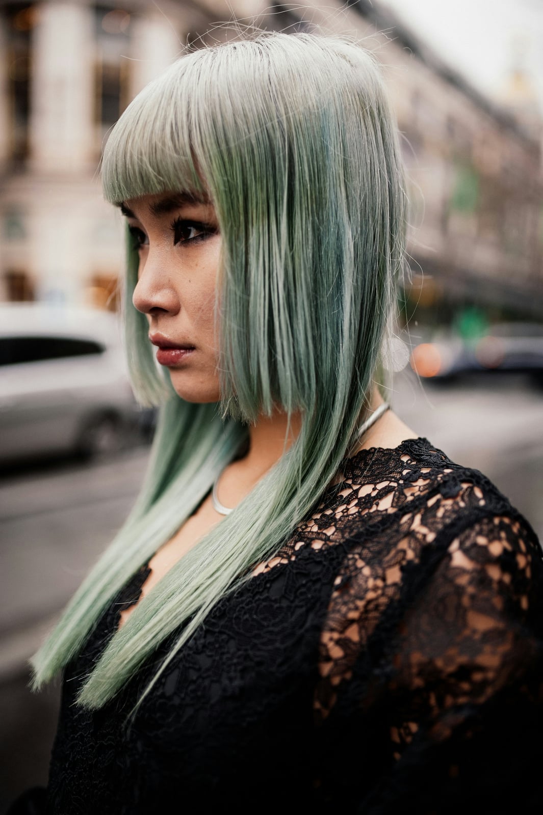 Shoulder Length Purple Jellyfish With Blunt Bangs — Simple Jellyfish Haircut
