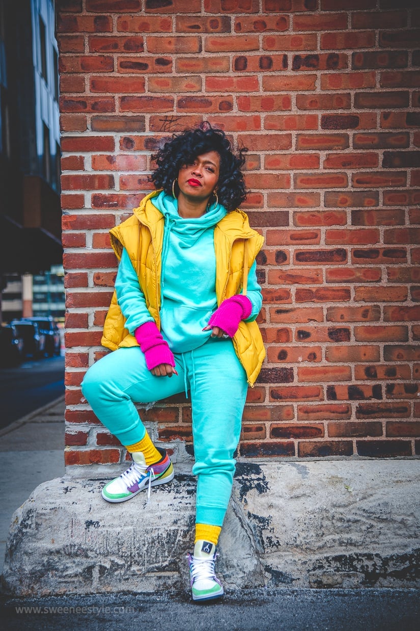 Puffer Vest Over Sweat Suit — Simple Jordans Outfits