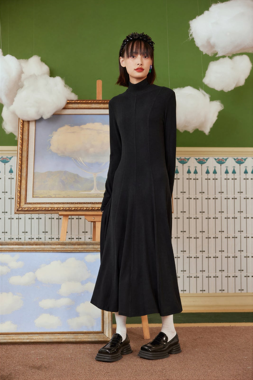 High Neck A-line Knit Dress — Simple Knitted Dresses