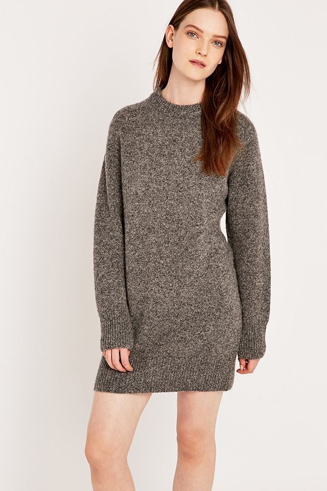 Oversized Gray Marl Knit Mini Dress — Simple Knitted Dresses
